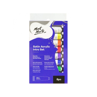Picture of Mont Marte Satin Acrylic Paint Intro Set - 18ml each - 8pcs Multicolor