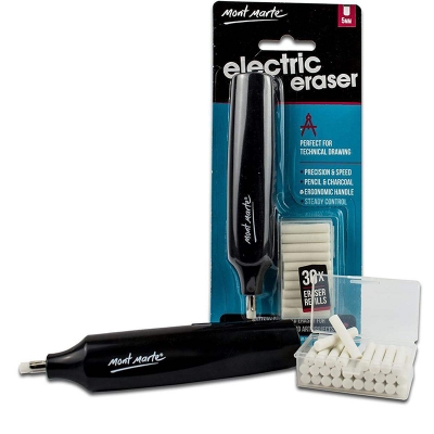 Picture of Mont Marte Electric Eraser with 30pce Erasers Black