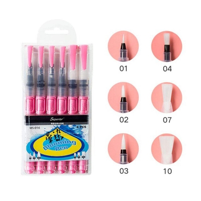 Picture of Superior Water Brush Ink Pen Painting Watercolor Drawing Pen 6pcs Multicolor
