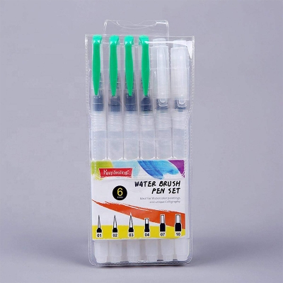Picture of KeepSmiling Water Brush Ink Pen Painting Watercolor Drawing Pen 6pcs Multicolor