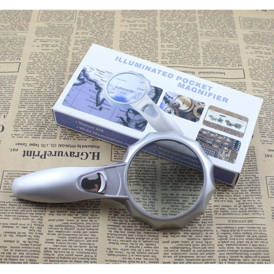 Picture of 4X 75mm Hand-held Magnifiers with 6 LED Umbrella-type Magnifier Lens Illuminated Pocket Magnifier 