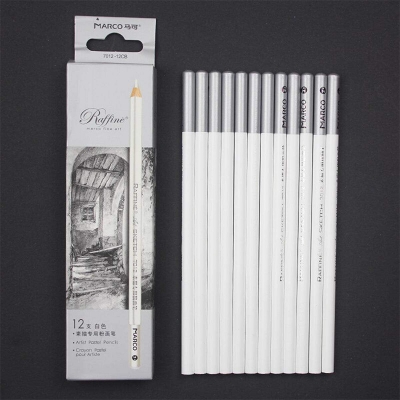 Picture of 12pcs MARCO Raffine 7012 Professional Drawing Sketch Pastel Art White Pencil White