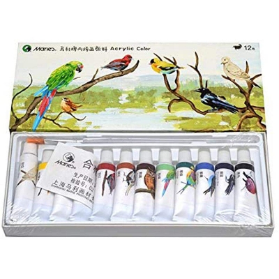 Picture of 8112 Marie's Acrylic Color Tubes Set 5ml for Canvas, Paper, Stone, Wood and Wall Paintings (12 Colors) Multicolor