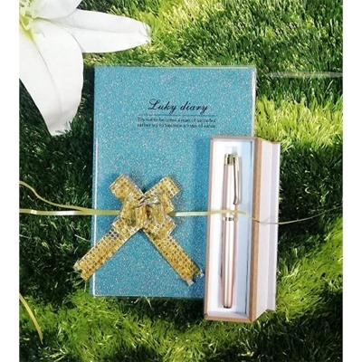 Picture of China Semi Large Special Gift Box 1 Glitter Notepad,1 Pen,1 pen Box,1 Ribbon Flower