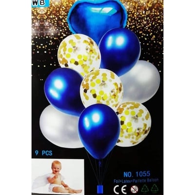 Picture of 9pcs Wedding Deco Birthday Set Baloons (Foil+Latex+Paillette+Balloon) Multicolor