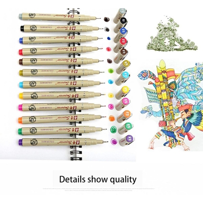 Picture of 12 Colors 0.5 mm Micro-Pen Fineliner Pen Set Ink Pens 