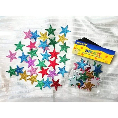 Picture of Self Adhesive Star Stickers, Foam Glitter Colorful Star Shaped Wall Stickers 1 packet Multi color