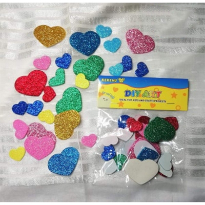 Picture of Self Adhesive Heart Stickers, Foam Glitter Colorful Heart Shaped Wall Stickers,1 packet Multicolor