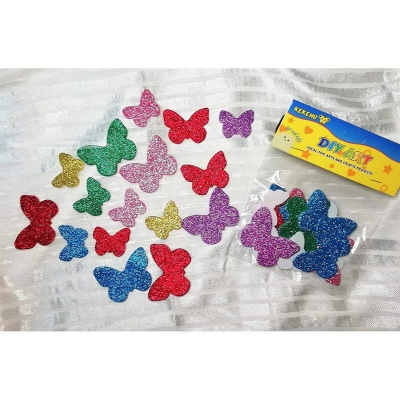 Picture of Self Adhesive Butter fly Stickers, Foam Glitter Colorful Butter fly  Shaped Wall Stickers 1 packet Multicolor