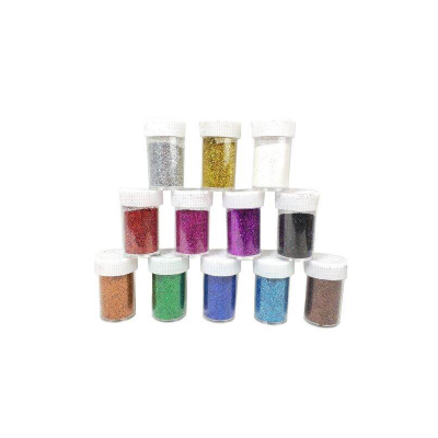 Picture of Multi Color Craft Glitter Shaker Jars Set of Beautiful Bottles  Vibrant Colors 12pcs Multicolor