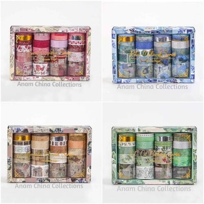 Picture of 24 Rolls of Retro Washi Tape, Scrapbooking Supplies, Journal Decoration, Decorative Adhesive Tape, Stationery, Washi Tapes 
