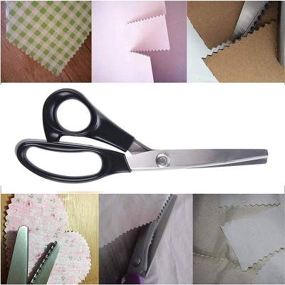 Picture of ZIgzag Stainless Steel Plastic Handle Sessior 1ps Scissors, Fabric Scissors, Zigzag Sharp Tailor Scissors, Stainless Steel Craft Scissors, Adult Pinking Scissors, Dressmaking Scissors, Fabric Scissors, Professional Multicolor