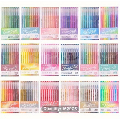 Picture of Languo Morandi 9pcs Retro  Color gel pen  Handbook Pen For Student Painting Graffiti Writting (Diferent set available) 