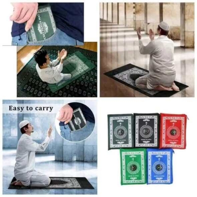 Picture of Premium Portable Prayer Mat with Pocket | Pocket travel Jaynamaz | Portable Printed Prayer mat 