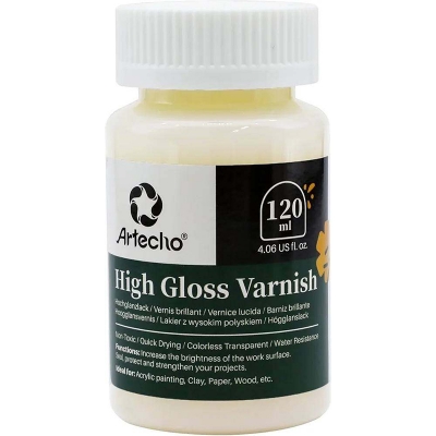 Picture of Artecho High Gloss Varnish 4oz / 120ml for Air Dry Clay, Acrylic Painting, Wood, Canvas 120ml
