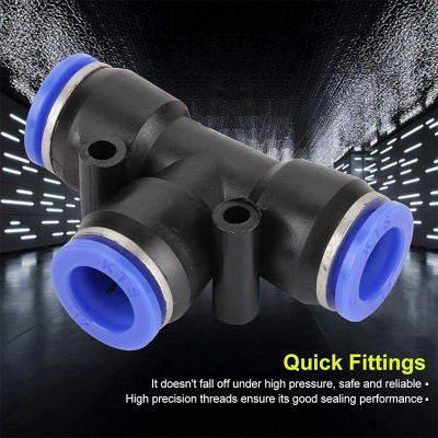 Picture of Pneumatic Fittings Tee Quick Connector T Type 3-Way For 8mm Model TPE-8 1ps-8mm