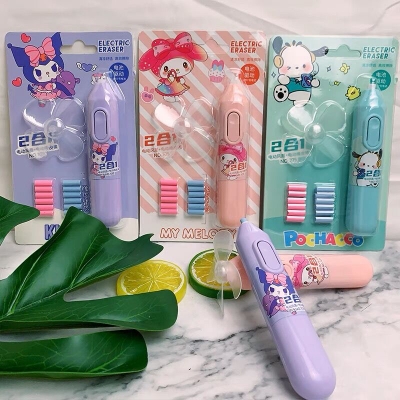 Picture of New Sanrio Electric Eraser With Fan Kawaii Kuromi Mymelody Novel Erasers Prize Students The Pencil Eraser Unique School Gifts 1ps
