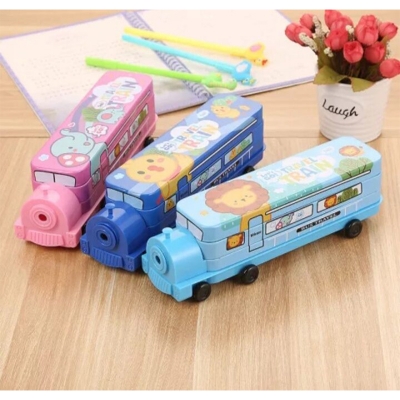 Picture of Kids Multifunctional Bus/train Metal Pencil Box 1ps 