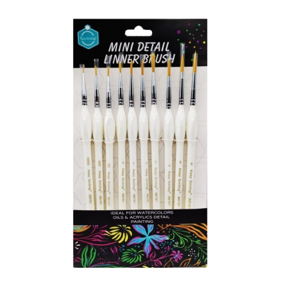 Picture of Keep smiling Artist Mini Detail liner 10pcs brush set White