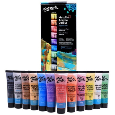 Picture of Metallic Acrylic Colour Paint Set Signature 12pc x 36ml 12-color