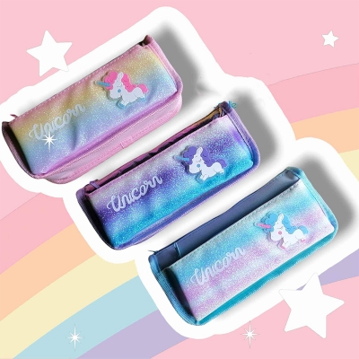 Picture of Unicorn Pouch Multi Purpose Pouch Double Compartment Zipper Pencil Case for Kids 1ps Multicolor