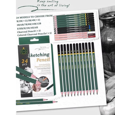 Picture of Keepsmiling Sketching Pencil 24Pcs Set .Artist Pencils for Beginners & Pro Artist 24ps