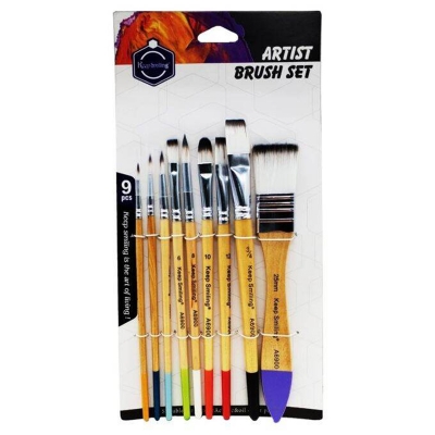 Picture of Keep Smiling High Quality Artist Brush 9pcs White Nylon Brush Set - No:A6900 9pcs