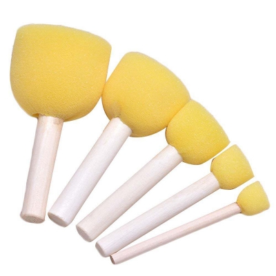 Picture of Wooden Handle Foam Brush Sponge Painting Tools for Kids Painting Crafts
