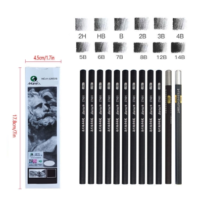 Picture of 12ps Maries Sketch Pencil Full Set Of Charcoal Pencil Art Students Special 12ps-1set