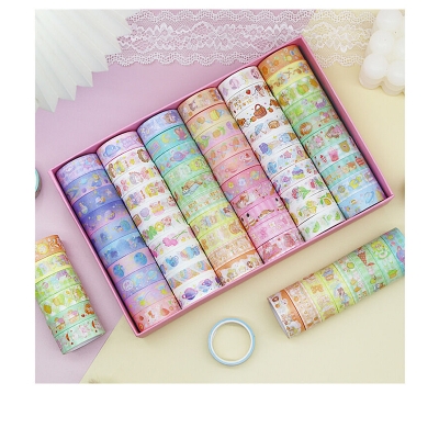 Picture of 60 Rrolls Cartoon Kawaii Washi Tape Set Grid Food Girl Scrapbooking Sticker DIY Masking Kid Japanese Mother Gift Decor 