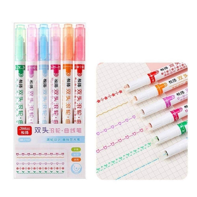 Picture of Line Shaped Curved Highlighter pen 6 Shades 6ps