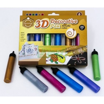 Picture of KeepSmiling 3D Decorative Pen Metallic Color ( Pack of 6 25ml) 1set