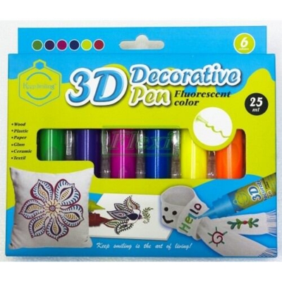 Picture of KeepSmiling 3D Decorative Pen Fluorescent Color ( Pack of 6 25ml) 1set
