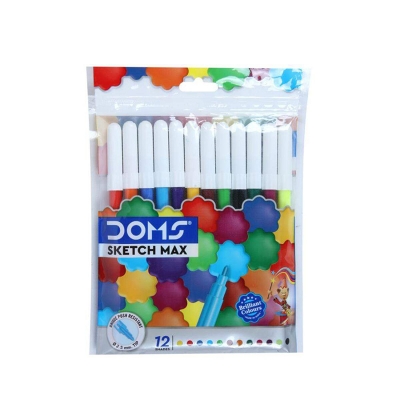 Picture of DOMS Sketch Max Non-Toxic Water Color Sketch Pen 12 Assorted Shades 1set