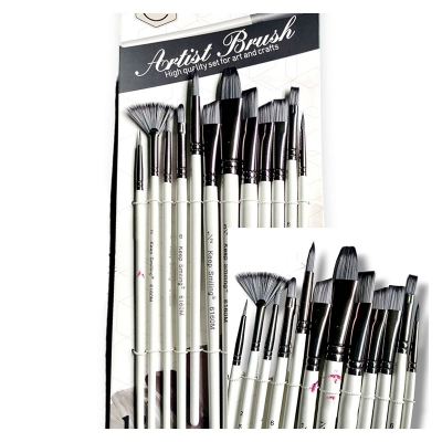 Picture of KeepSmiling 12 Pieces Synthetic Hair Watercolor Acrylic Oil Brush (6160M) 1set