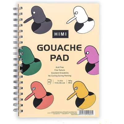 Picture of HIMI Gouache Pad 7X10''(98lb/160g) 50 Sheets Mix Paper Pad, Side Wire Bound, Fine Texture, In Gouache Acrylic Art Pad for Sketching, Ink Sketch book, Art Supplies Drawing Pad A4