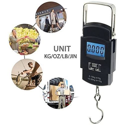 Picture of 50Kg Portable Electronic Digital LCD Pocket Weighing Hanging Scale for Travel Luggage Weighing Scale Multicolor