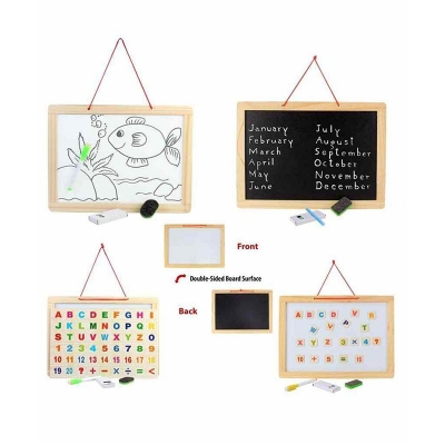 Picture of Double-Sided Wooden Magnetic White-Board and Black Slate : 31 x 20cm 1ps
