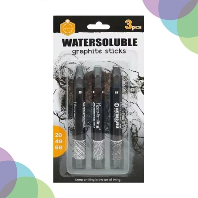 Picture of KeepSmiling Water Soluble Graphite Sticks 3ps (2B,4B,6B) 2B 4B 6B Black