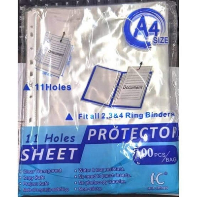 Picture of Document Protector Sheet A4 Size 11 holes -50Pcs/100Pcs 