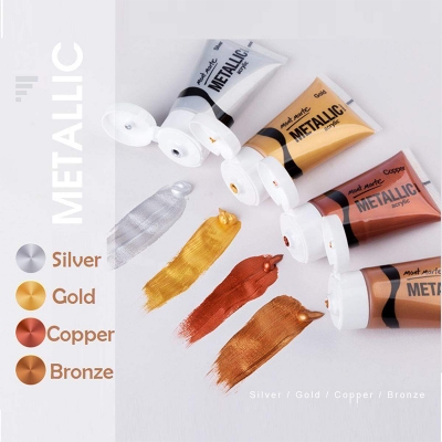 Picture of Mont Marte Metallic Acrylic Paint set of 4 Pieces each 50ml Tubes Multicolor
