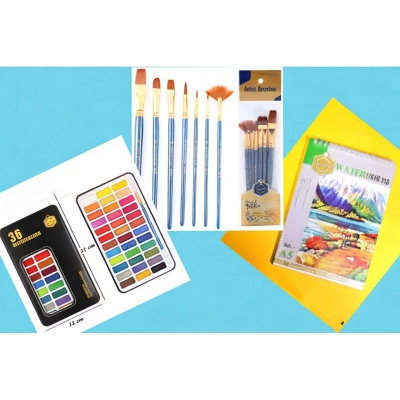 Picture of KeepSmilling Combo (36 Water Color set,A5Water Color Pad,7ps mix Brush set) 