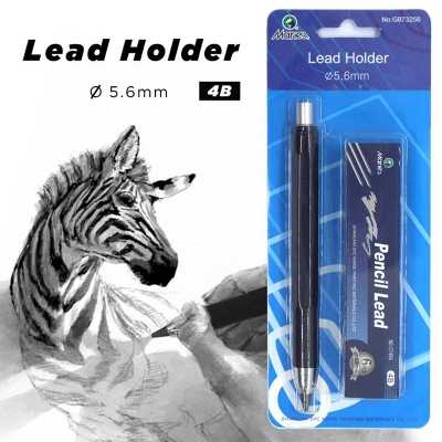 Picture of Maries Mechanical Pencil With Clutch Mechanism For 2B, 4B, 6B, 8B Leads + 6 Lead Refills (4B/5.6Mm) Black