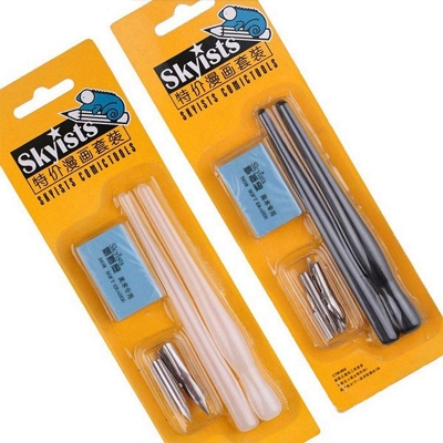 Picture of Outgeek 8PCS Dip Pen Set Comic Art Dip Pens Drawing Dip Pens with Nib Holder Nib Eraser (Black or White)