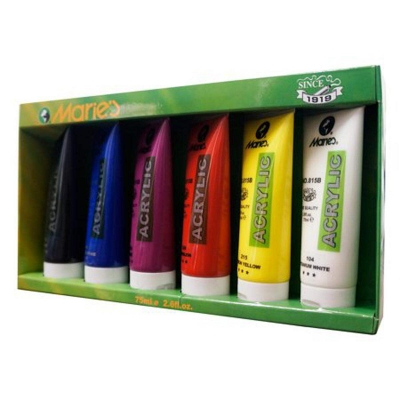 Picture of Marie's Acrylic Color Set, 75ml Tubes, 6 Assorted Colors/Box Multicolor