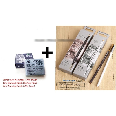 Picture of Marco Combo 1pcs Eraser+1pcs Charcoal Pencil+1pcs 1pcs White Pencil Multicolor