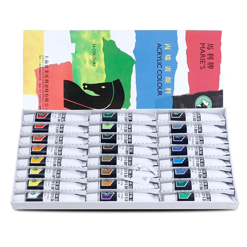 Picture of 24 Color Mary's Acrylic Paint Set (12ml)  Perfect for Artists and Students Easy to Use and Maintain Reliable and Durable Multicolor
