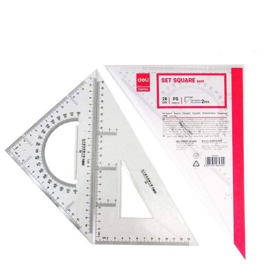 Picture of Deli_Transparent Plastic Set Square Metric Ruler 28 CM 6430 