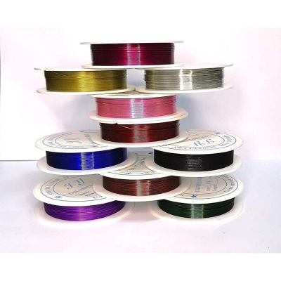 Picture of 10 Multicolor Rolls 0.4mm Steel Wire Beading Cord String Jewelry DIY Findings Multicolor