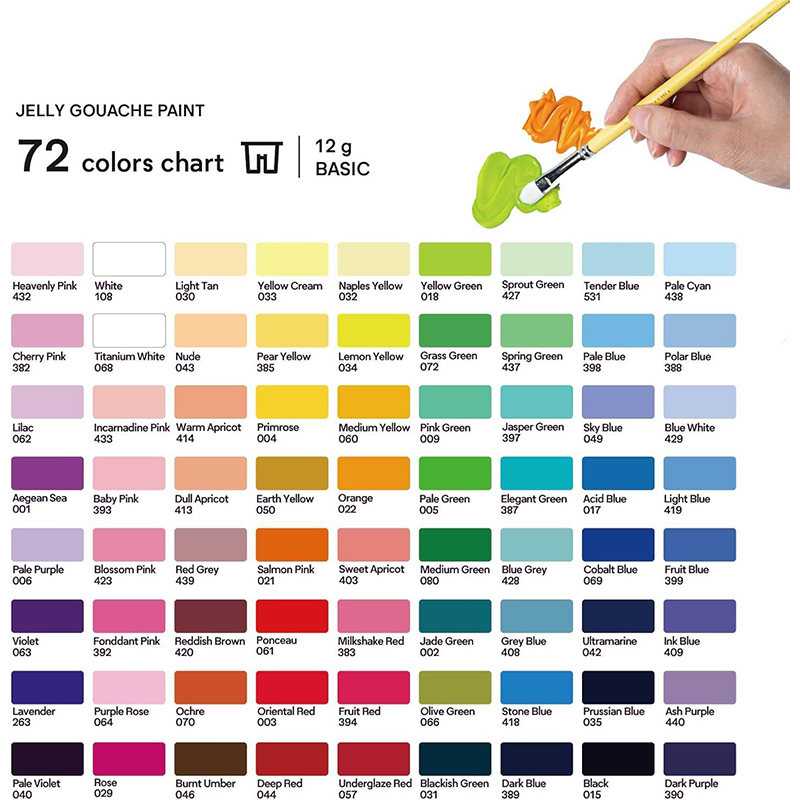 Picture of HIMI Twin Cup Jelly Gouache Paint Set 12ml 72 Colors Multicolor
